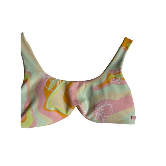 Roxy Girl’s Hibiscus Stripe Print Reversible Two Piece Bikini Swimsuit Set 16 - Picture 3 of 13